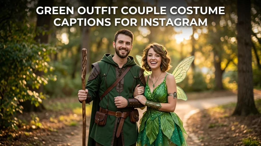 Green Outfit Couple Costume Captions For Instagram