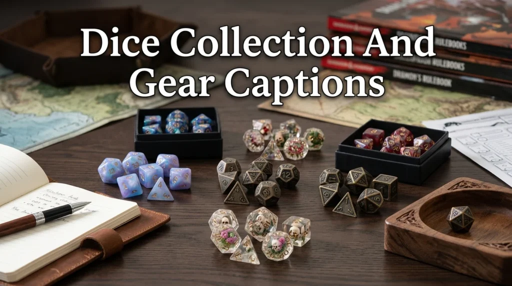Dice Collection And Gear Captions